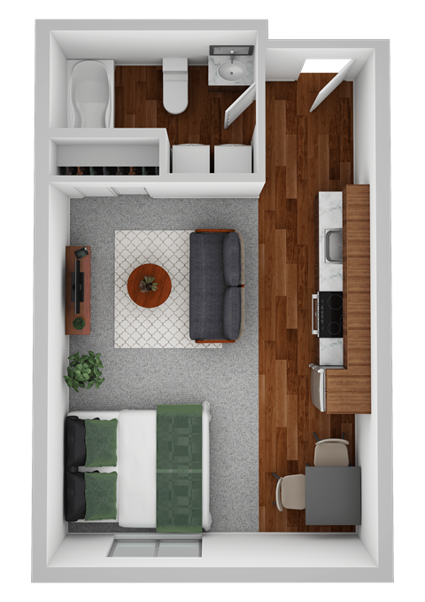 Floor plan for studio, 1 bath, 468 sqft